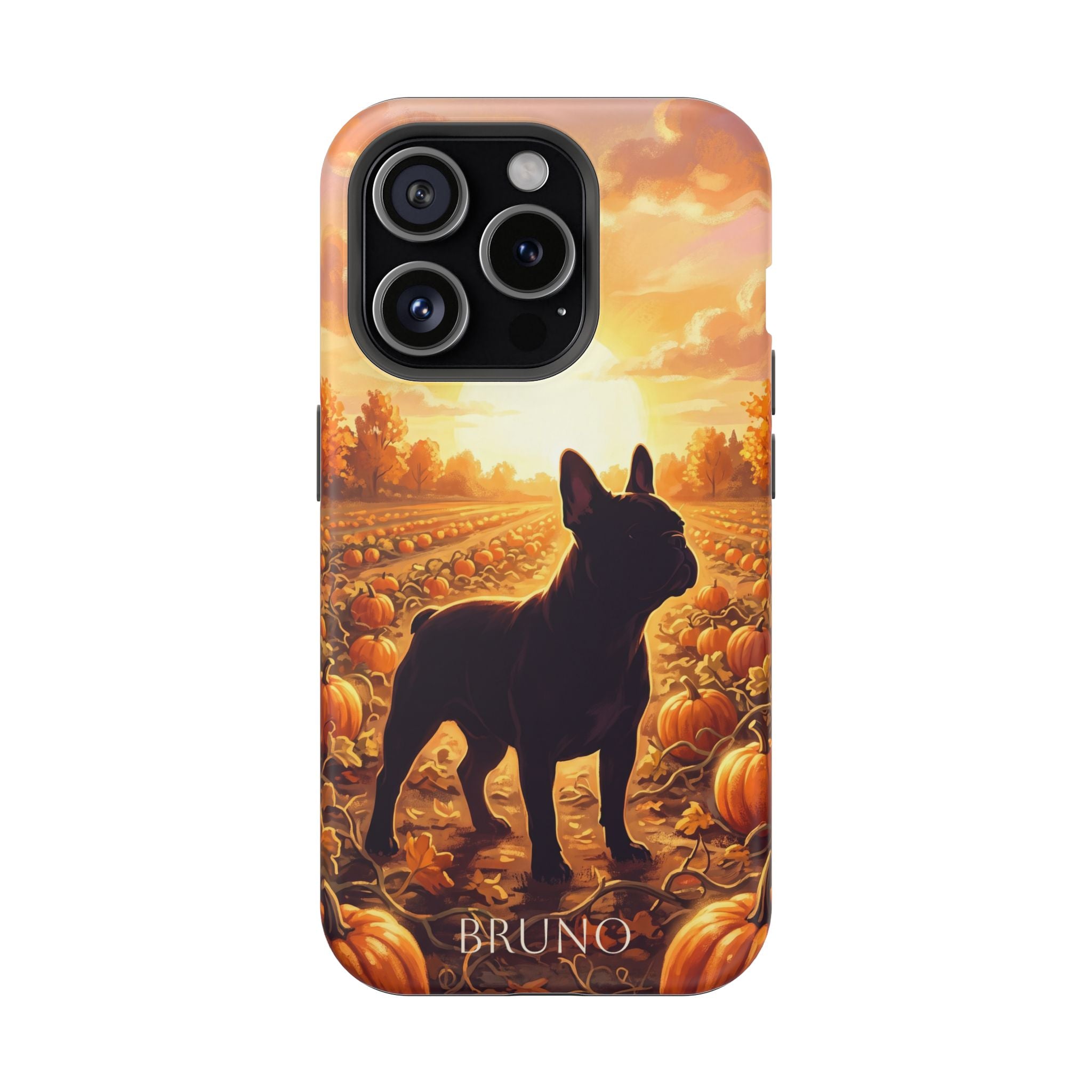 Personalized French Bulldog Pumpkin Patch Phone Case — Wireless Charging Cover