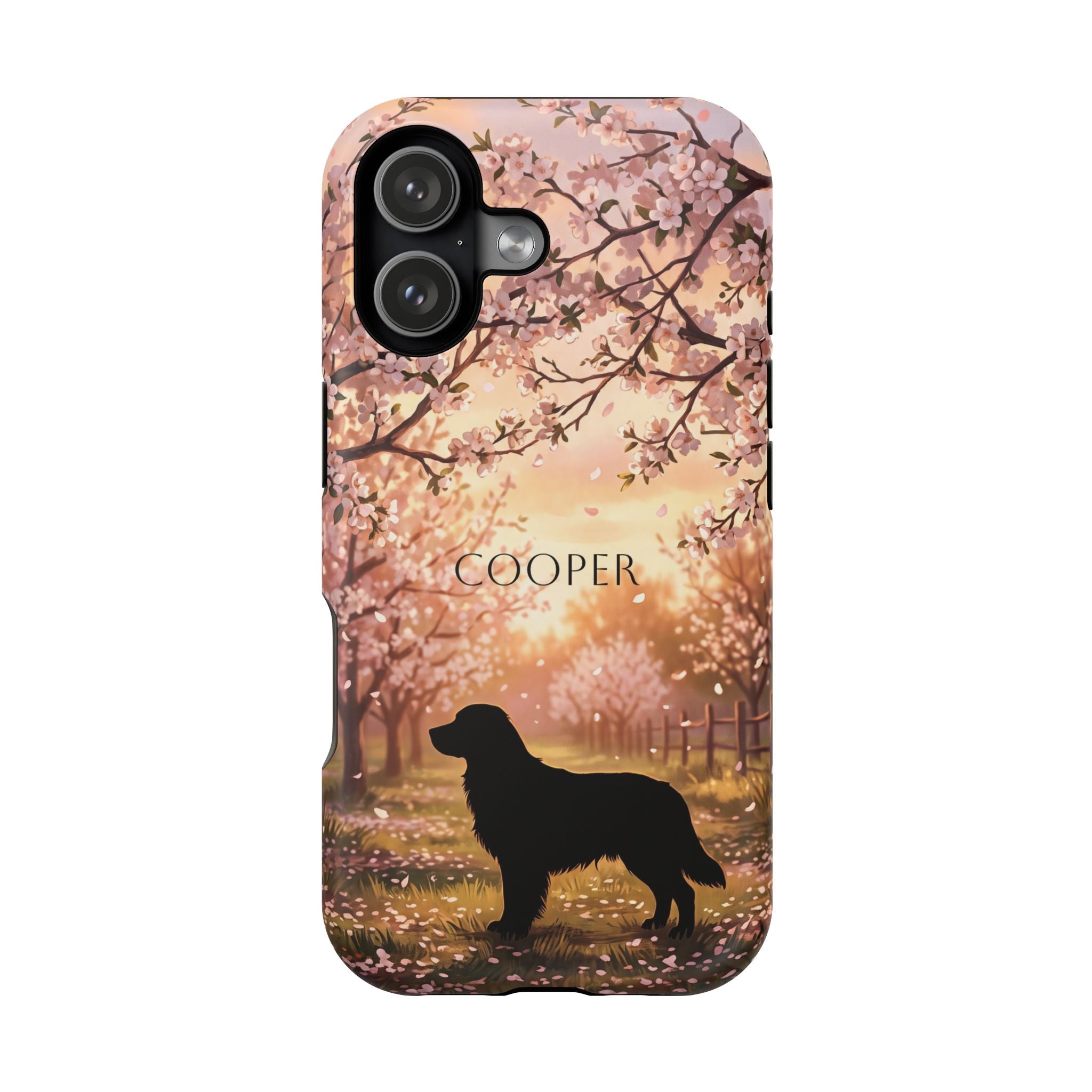Personalized Golden Retriever Autumn Forest Phone Case — Wireless Charging Cover