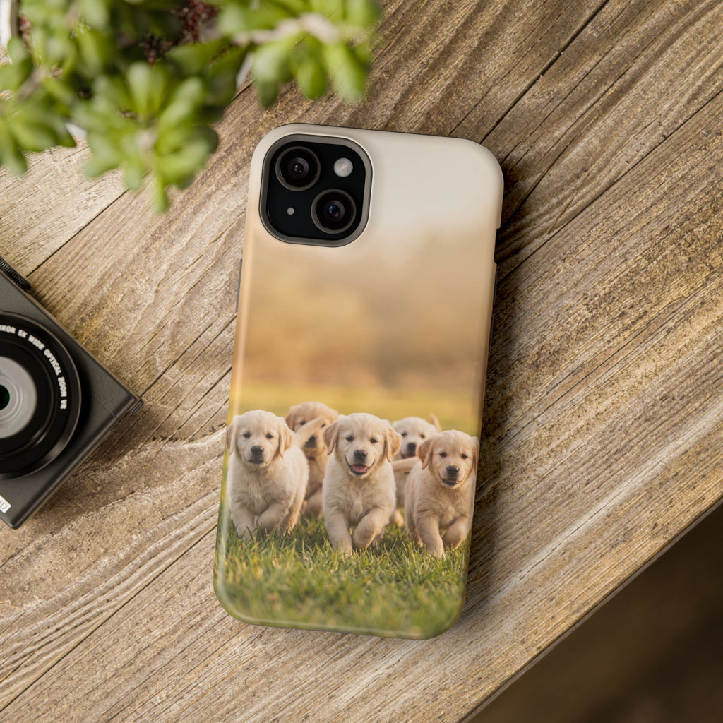 Golden Retriever Puppies Phone Case — Impact-Resistant Wireless Charging Cover