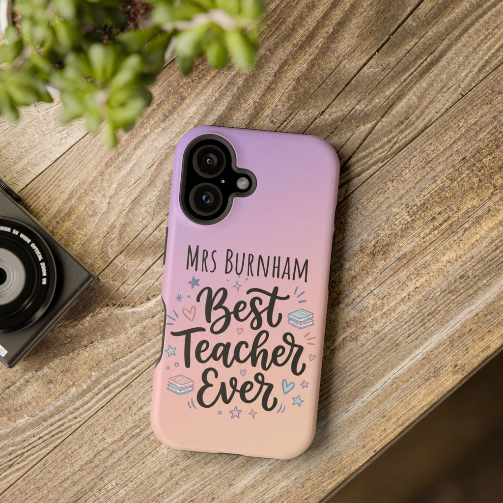 Best Teacher Ever Personalized Phone Case — Wireless Charging Cover