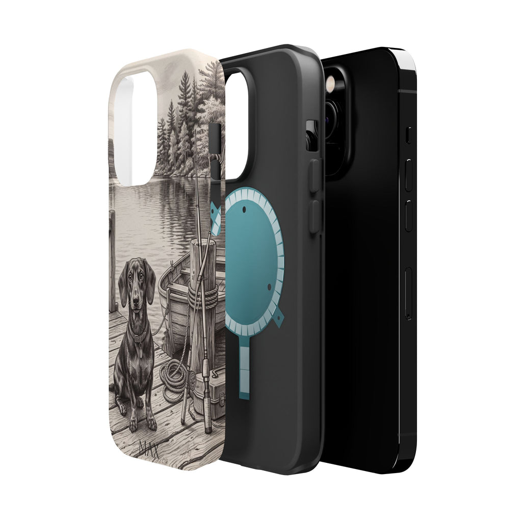 Personalized Dachshund Sunset Beach Phone Case — Wireless Charging Cover
