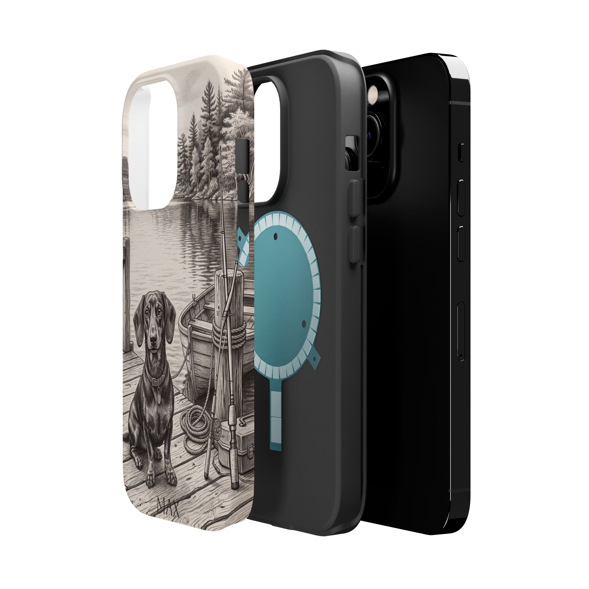 Personalized Dachshund Sunset Beach Phone Case — Wireless Charging Cover