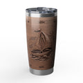 Sailing Tumbler | Carved Wood Art — 20 oz Stainless Travel Mug