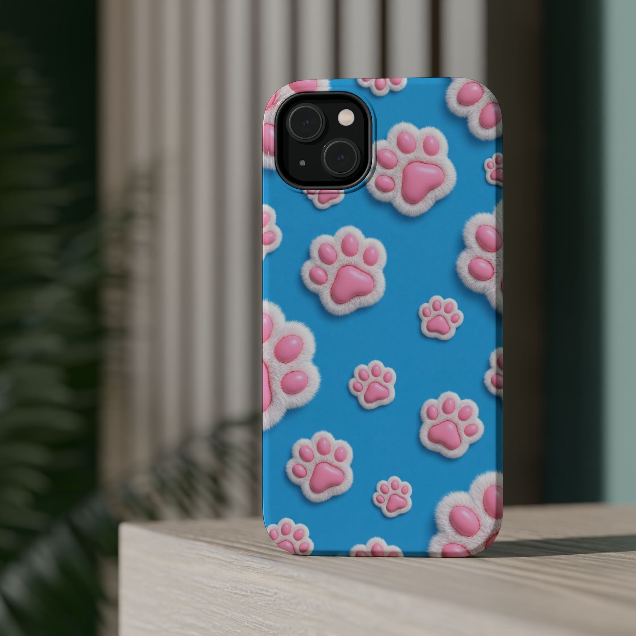 Fluffy Paw Print Phone Case | Cute 3D Pink Paw Pattern Case for Dog & Cat Lovers | iPhone & Samsung