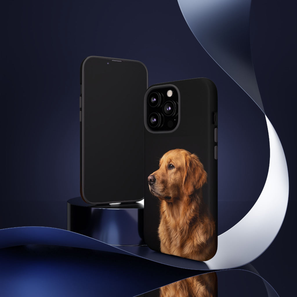 Golden Retriever Portrait Phone Case | Realistic Dog Photo on Black Background | iPhone & Samsung