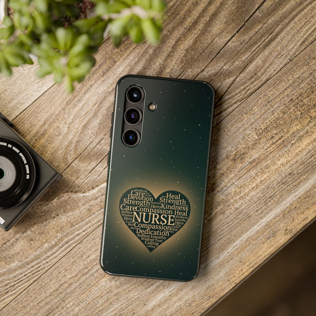 Nurse Heart Tough Phone Case — Inspirational Word Cloud Tribute - iphone and Samsung Galaxy series