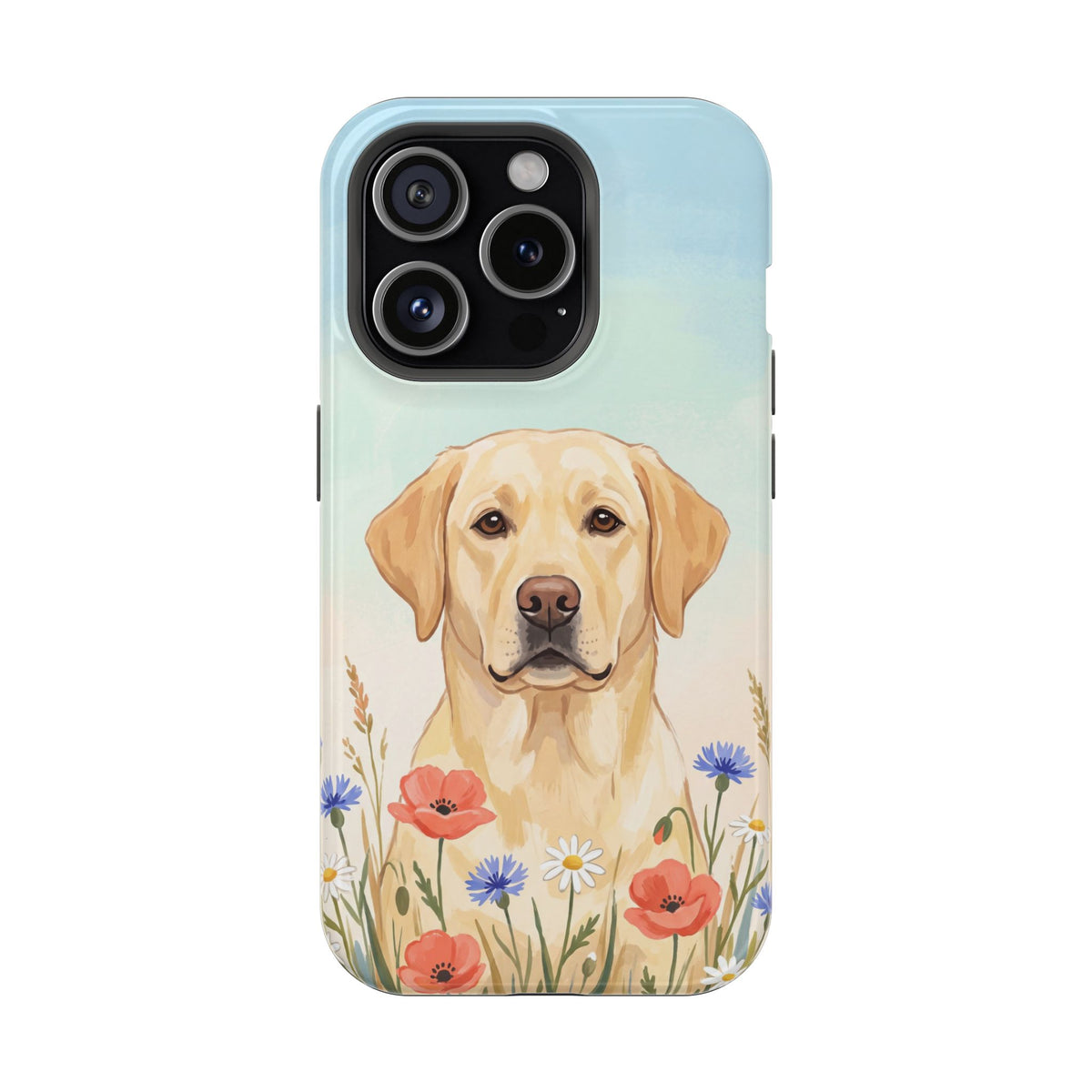 Labrador Wildflower Painting Phone Case — Tough Magnetic Case with Wireless Charging
