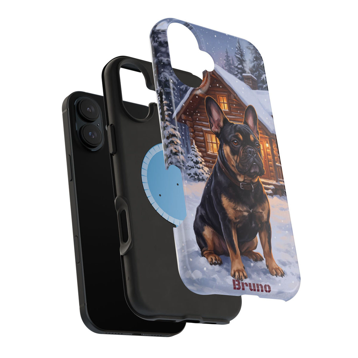 Personalized French Bulldog Cozy Cabin Phone Case — Wireless Charging Cover
