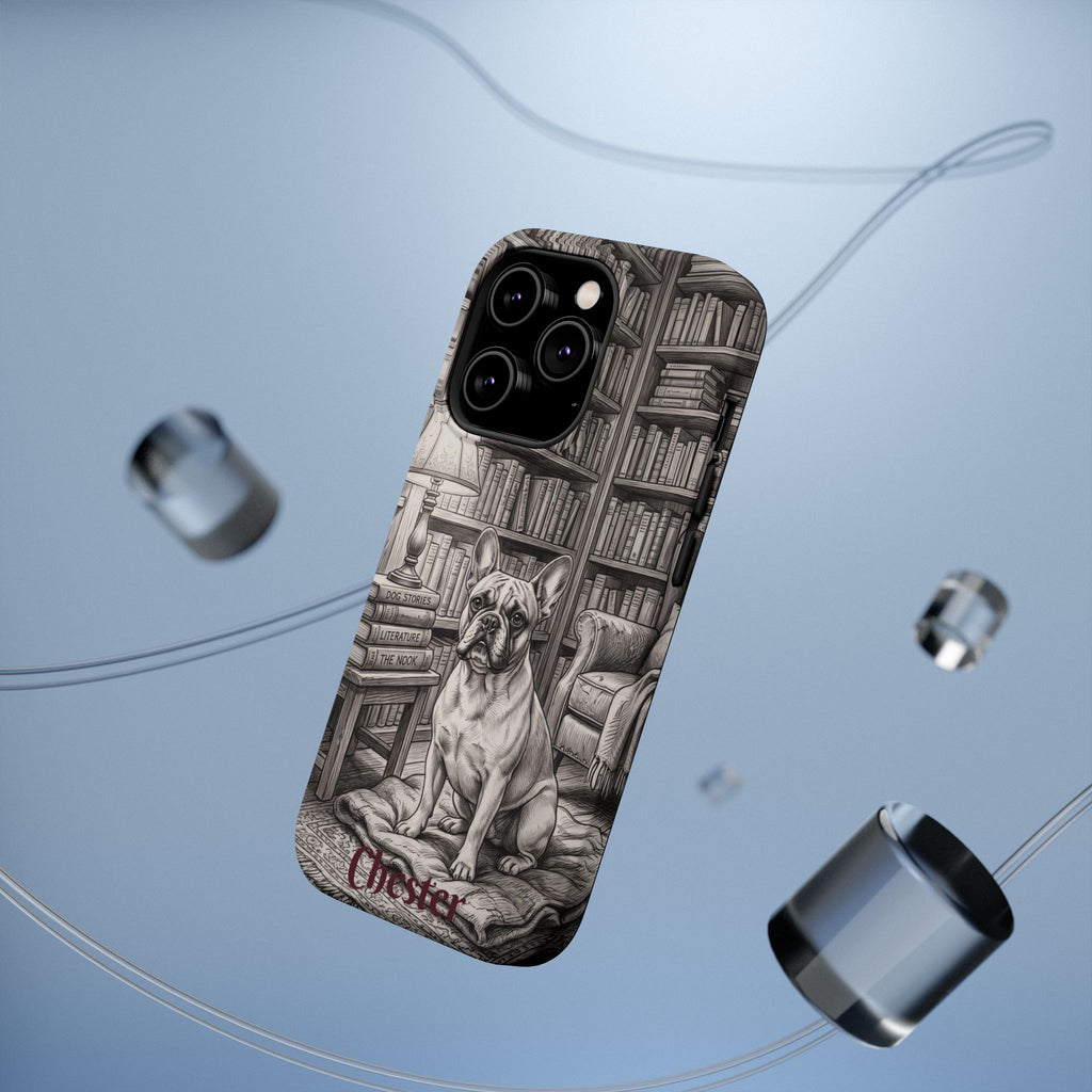 Personalized French Bulldog Library Study Phone Case — Wireless Charging Cover