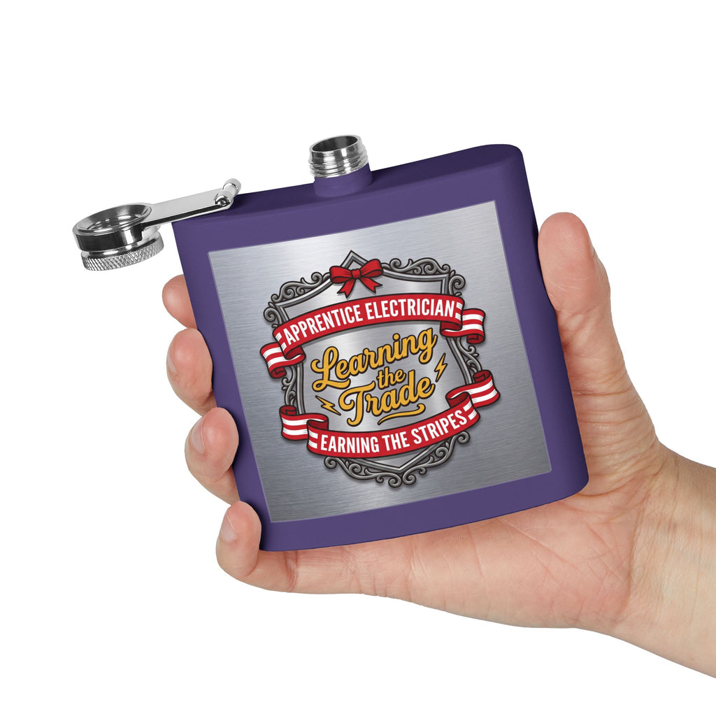 Flask — "Apprentice Electrician: Learning the Trade, Earning the Stripes" 6oz Stainless Steel