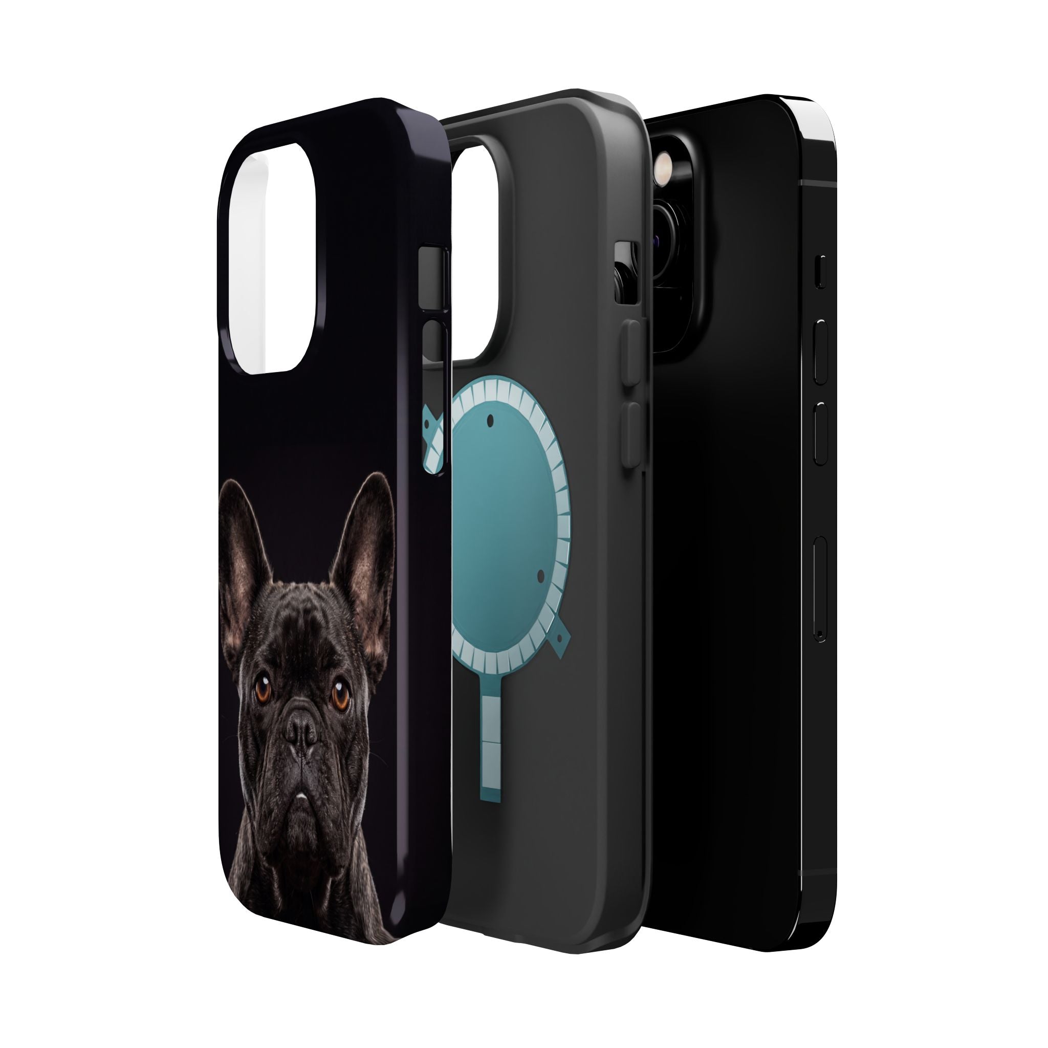 Black French Bulldog Phone Case — Impact-Resistant Wireless Charging Cover