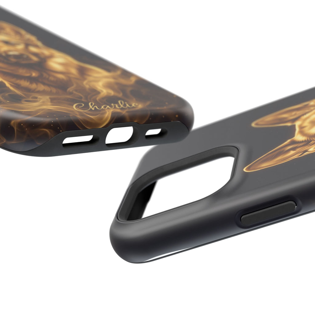 German Shepherd Phone Case | Personalized Gold Glow Art — Tough Magnetic Case with Wireless Charging