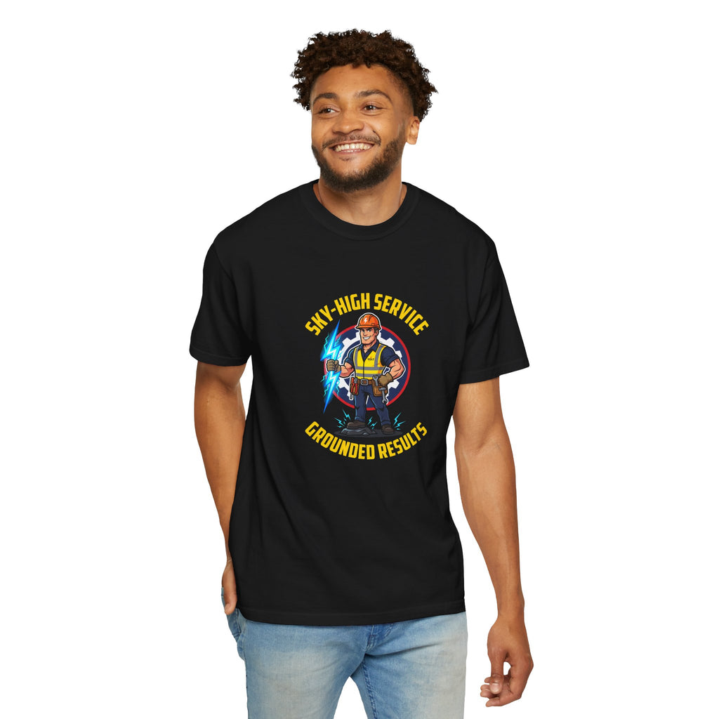 Sky-High Service Grounded Results Electrician T-Shirt