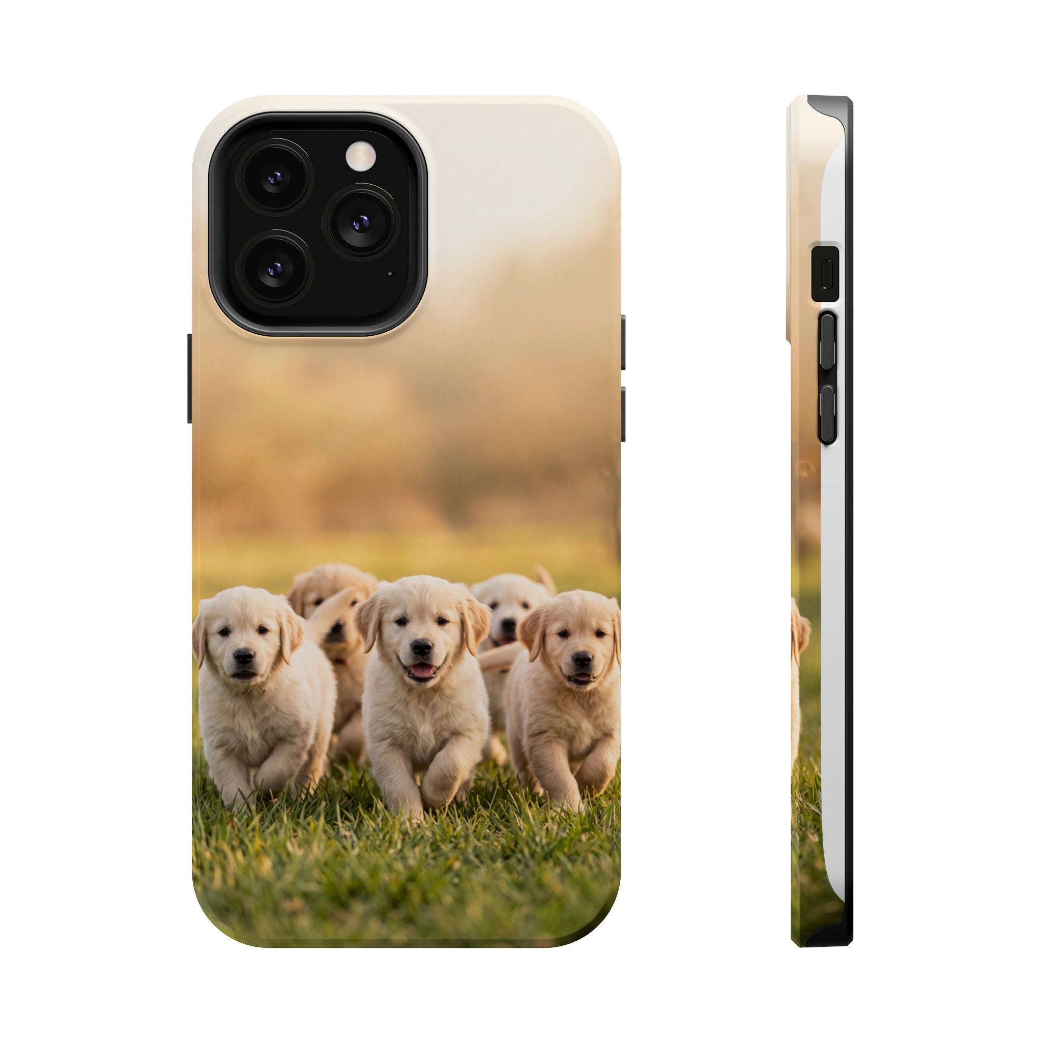 Golden Retriever Puppies Phone Case — Impact-Resistant Wireless Charging Cover