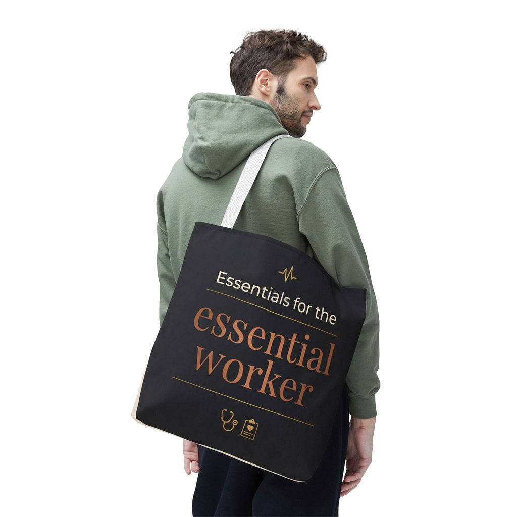 Essentials for the Essential Worker Tote | Healthcare Worker Gift Tote Bag | Nurse Doctor Appreciation Gift | Premium Polyester Carry-All