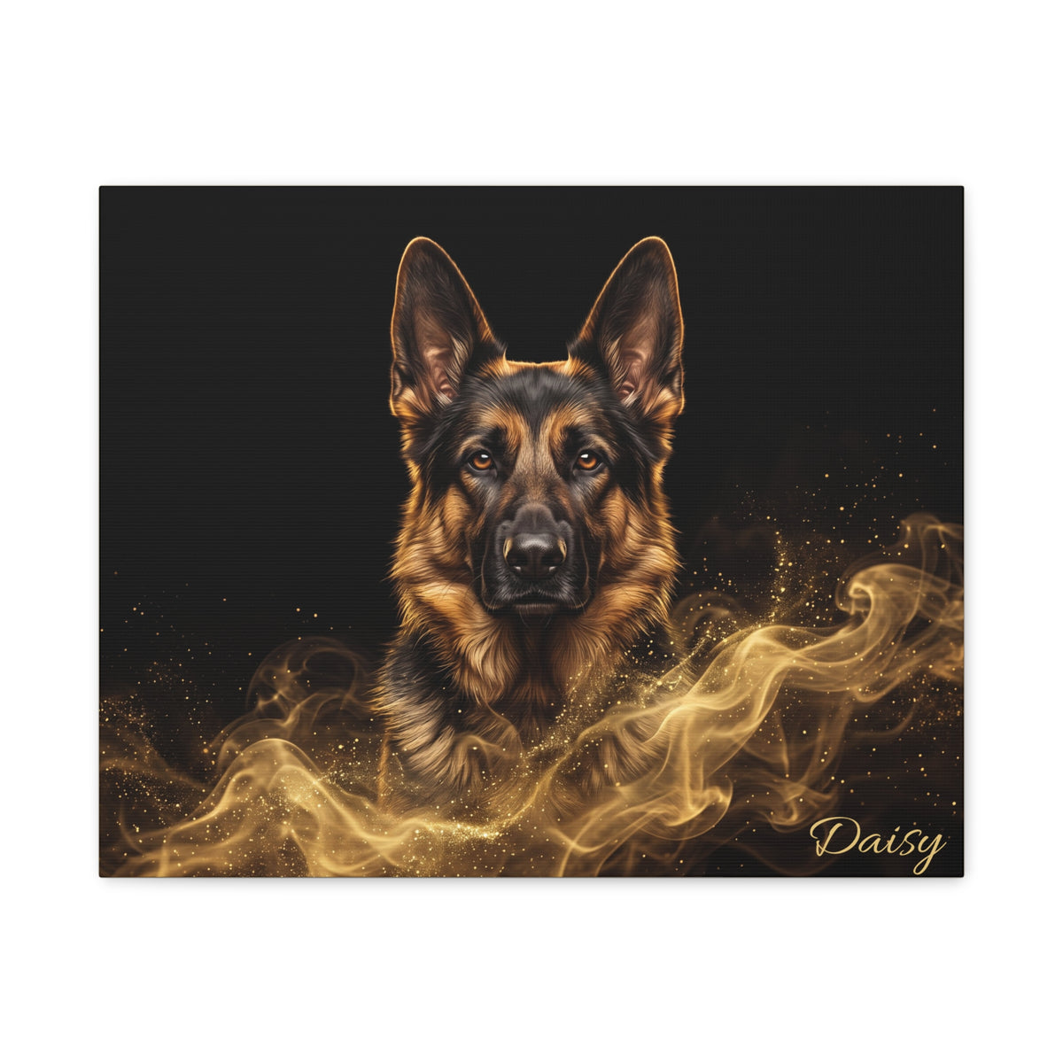 German Shepherd Personalized Canvas | Golden Smoke Wall Art