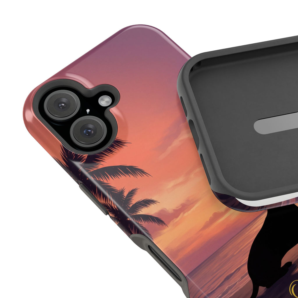 Personalized Dachshund Tropical Beach Sunset Phone Case — Wireless Charging Cover