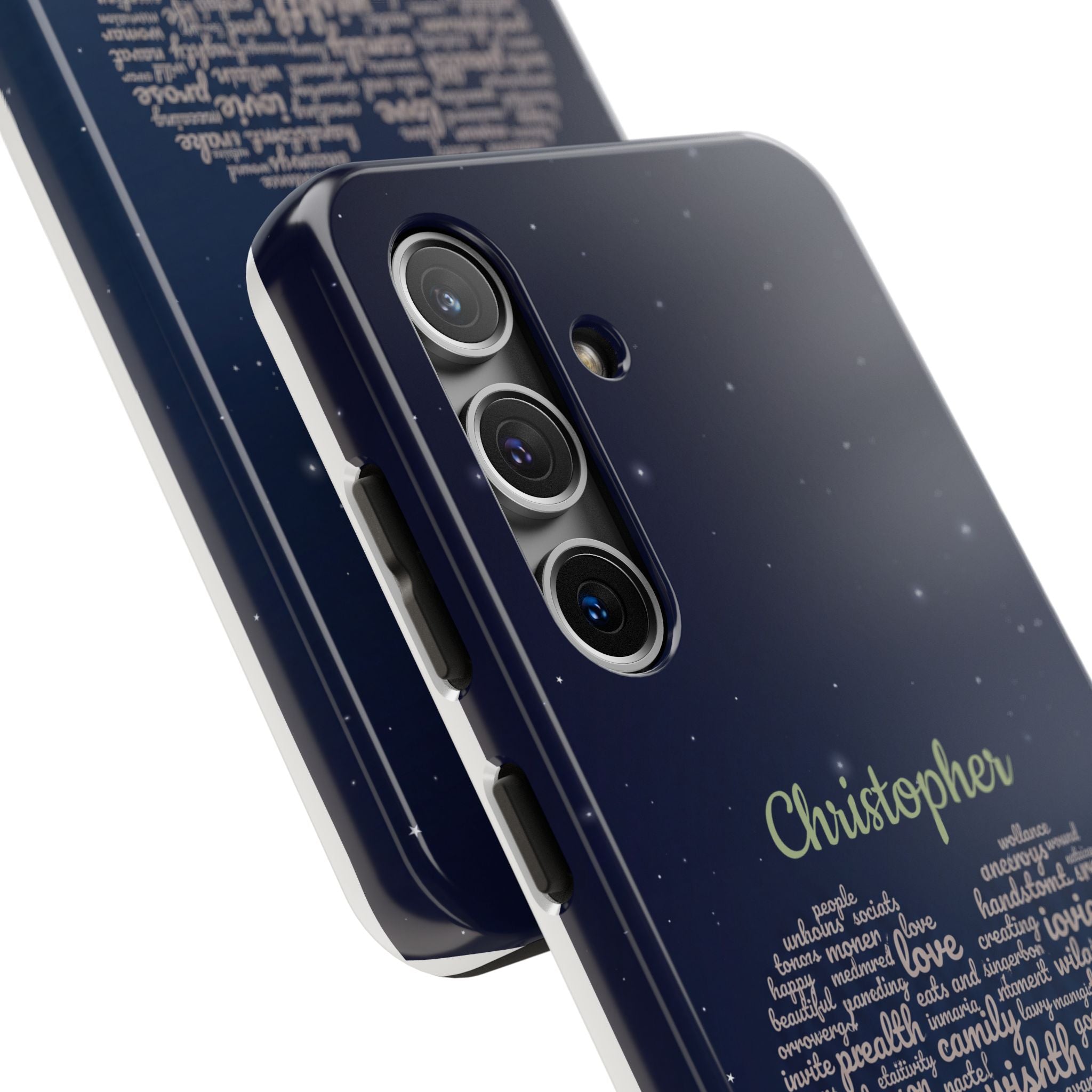 Personalized Teacher Heart Word Cloud Phone Case — Custom Name Starry Design