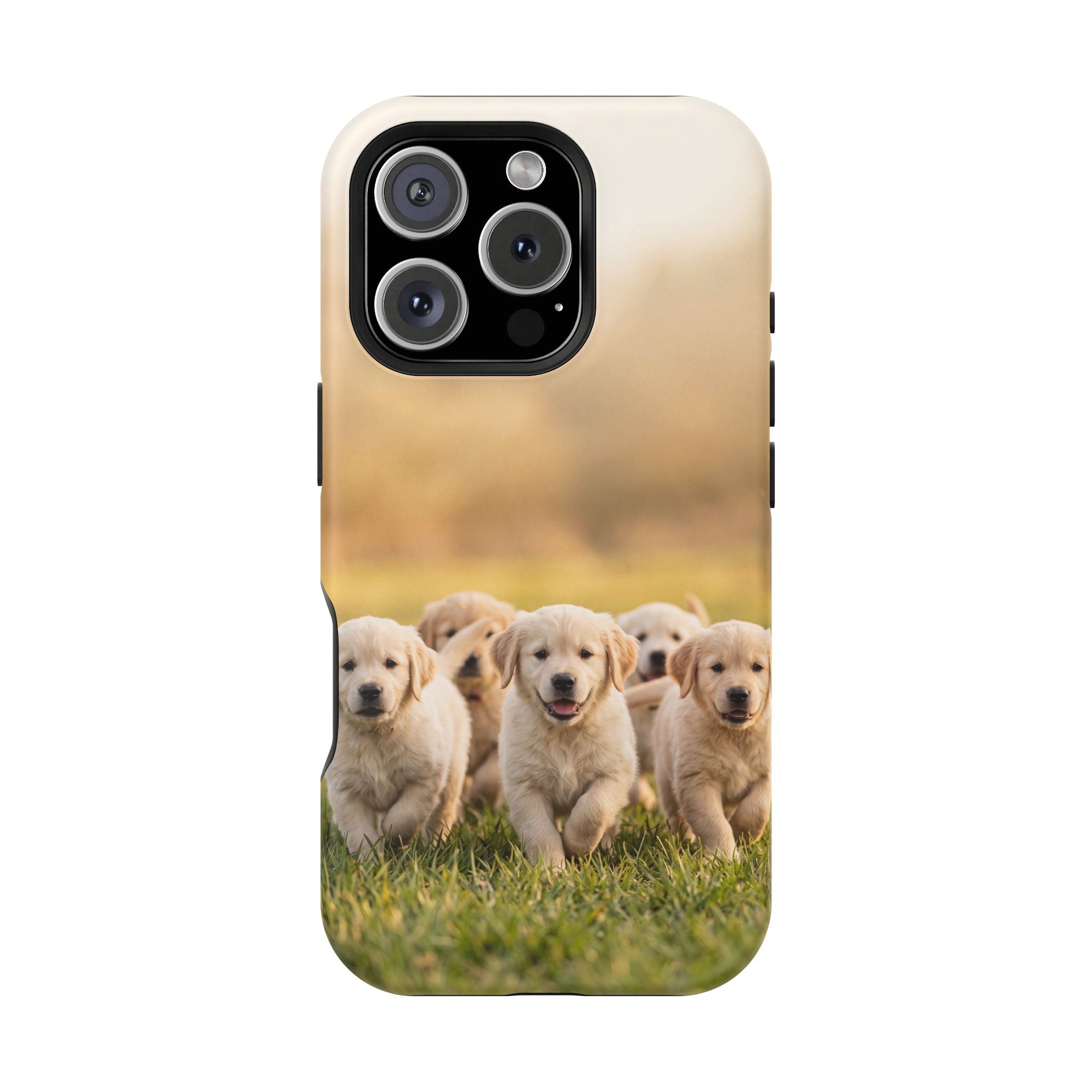 Golden Retriever Puppies Phone Case — Impact-Resistant Wireless Charging Cover