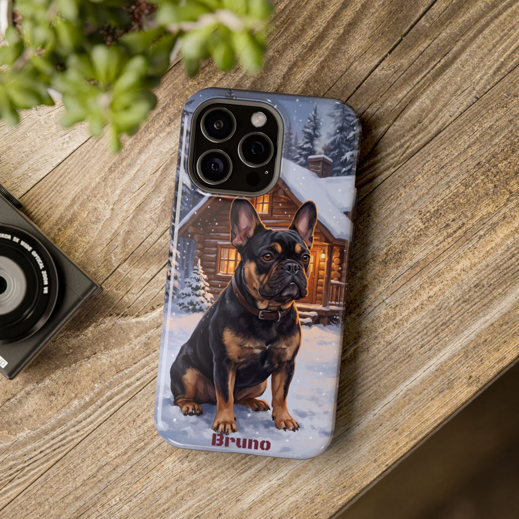 Personalized French Bulldog Cozy Cabin Phone Case — Wireless Charging Cover