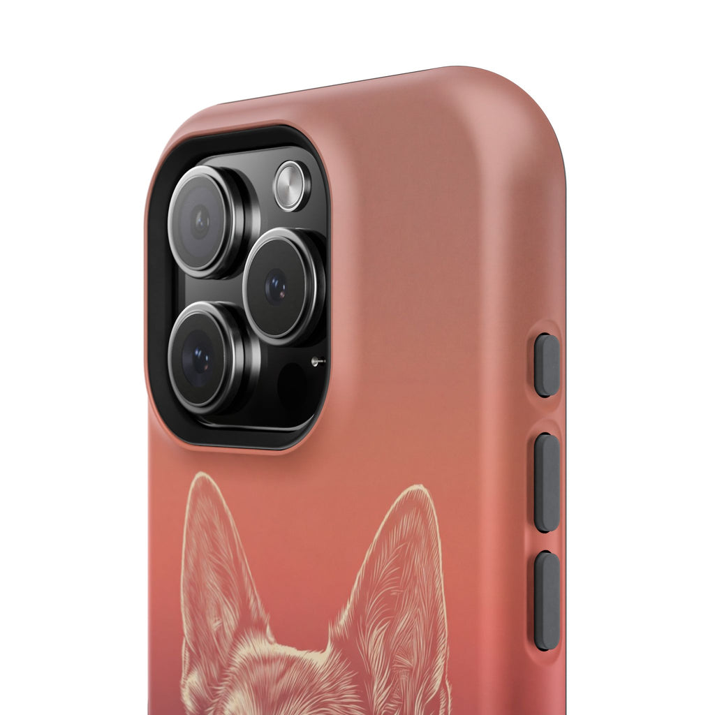 German Shepherd Phone Case | Sunset Sketch Art — Tough Magnetic Case with Wireless Charging