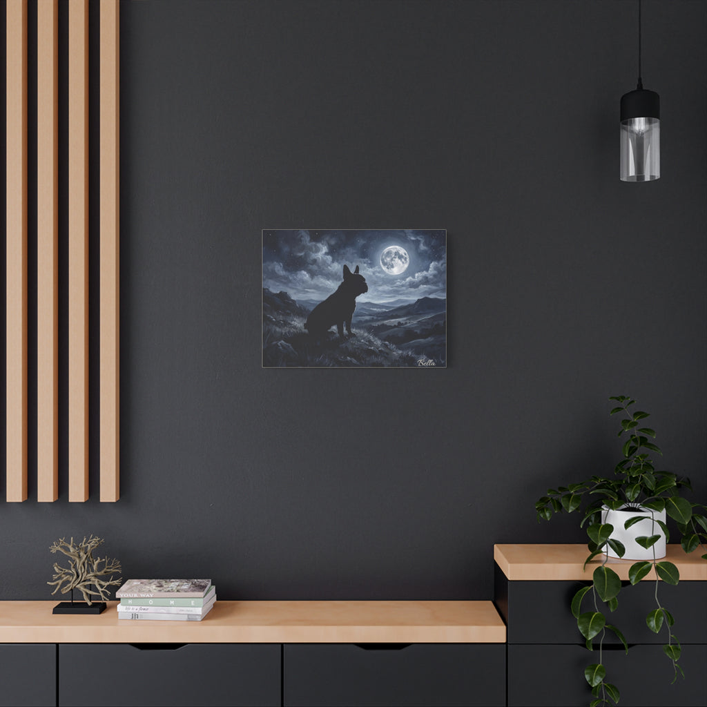 French Bulldog Silhouette Personalized Canvas | Moonlit Night Wall Art