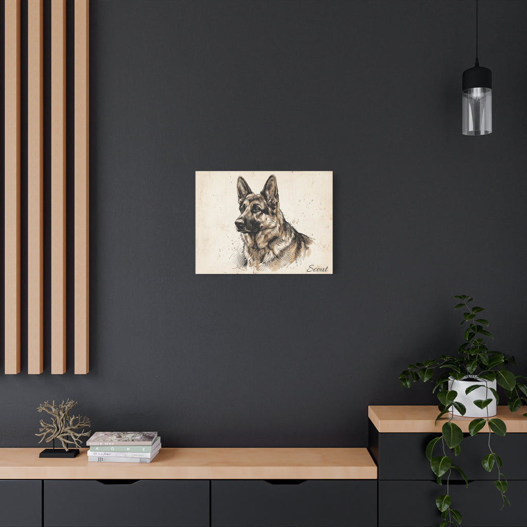 German Shepherd Personalized Canvas | Vintage Sketch Wall Art