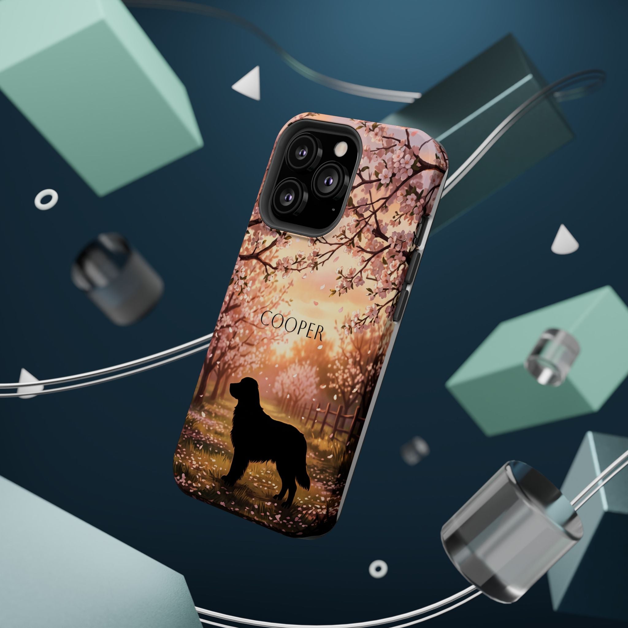 Personalized Golden Retriever Autumn Forest Phone Case — Wireless Charging Cover
