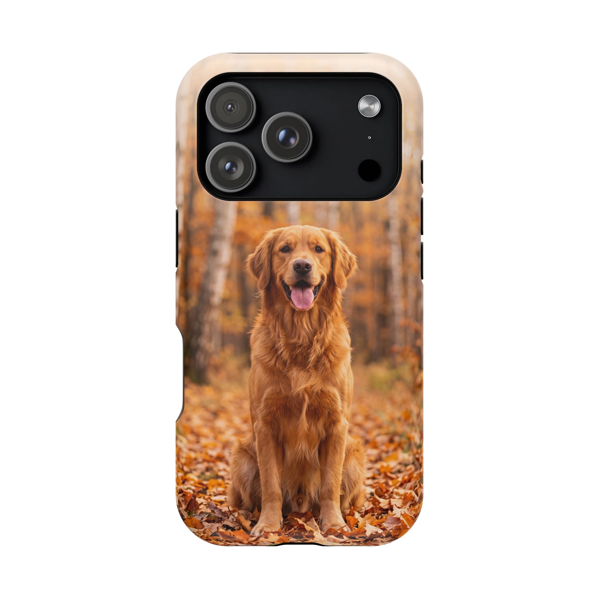 Autumn Golden Retriever Phone Case — Impact-Resistant Wireless Charging Cover