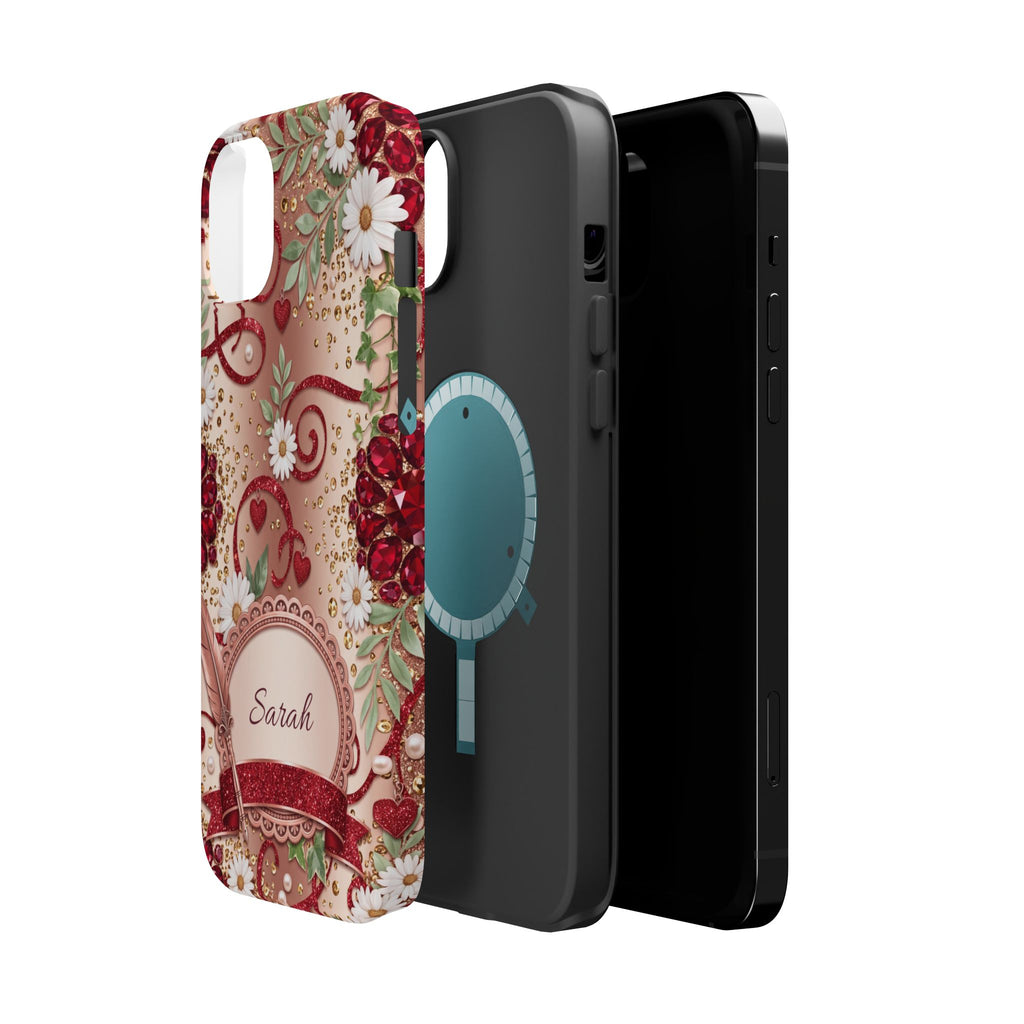 Personalized Vintage Floral Teacher Phone Case — Wireless Charging Cover