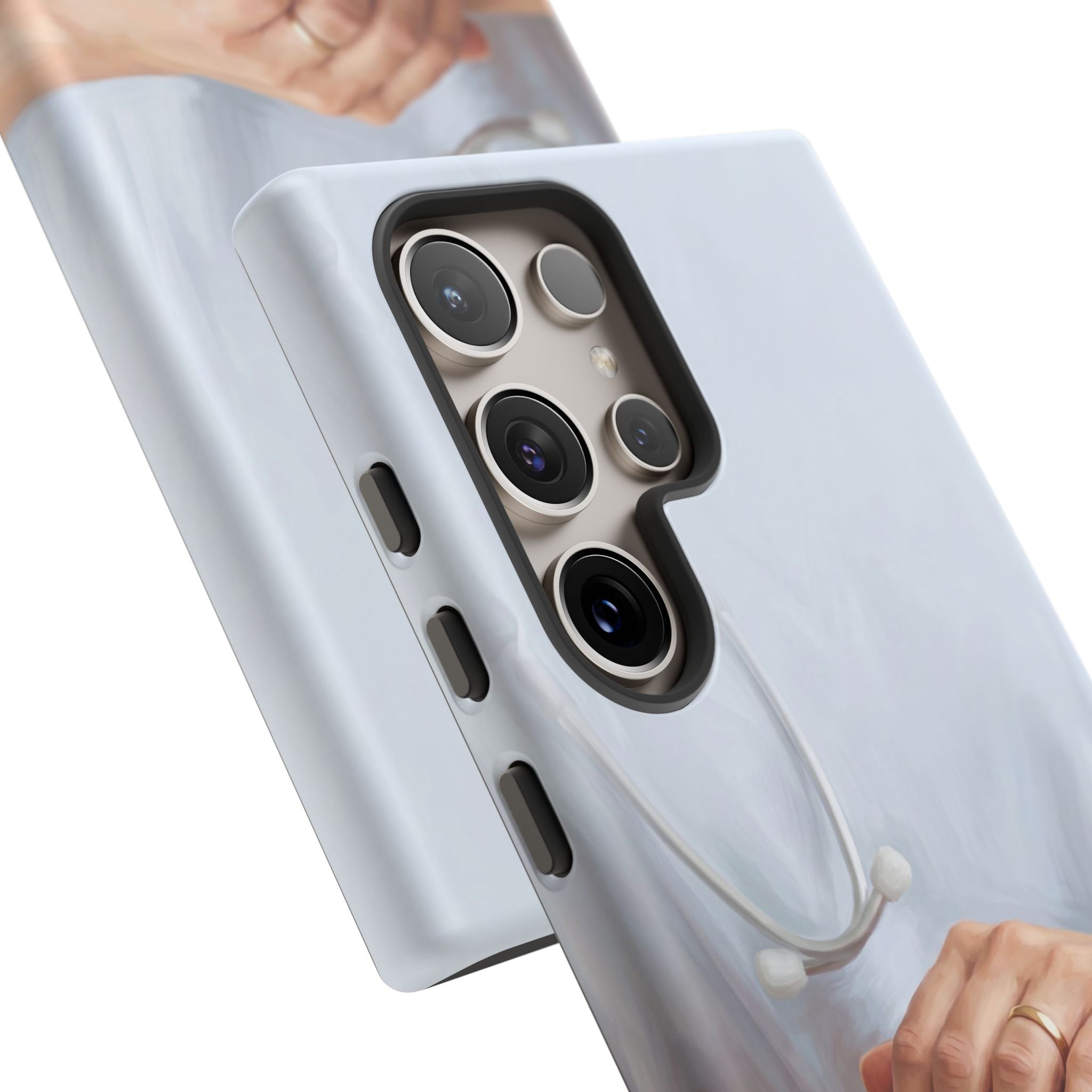 Nurse's Comforting Hands Phone Case | Caring Hands & Stethoscope Illustration | iPhone & Samsung