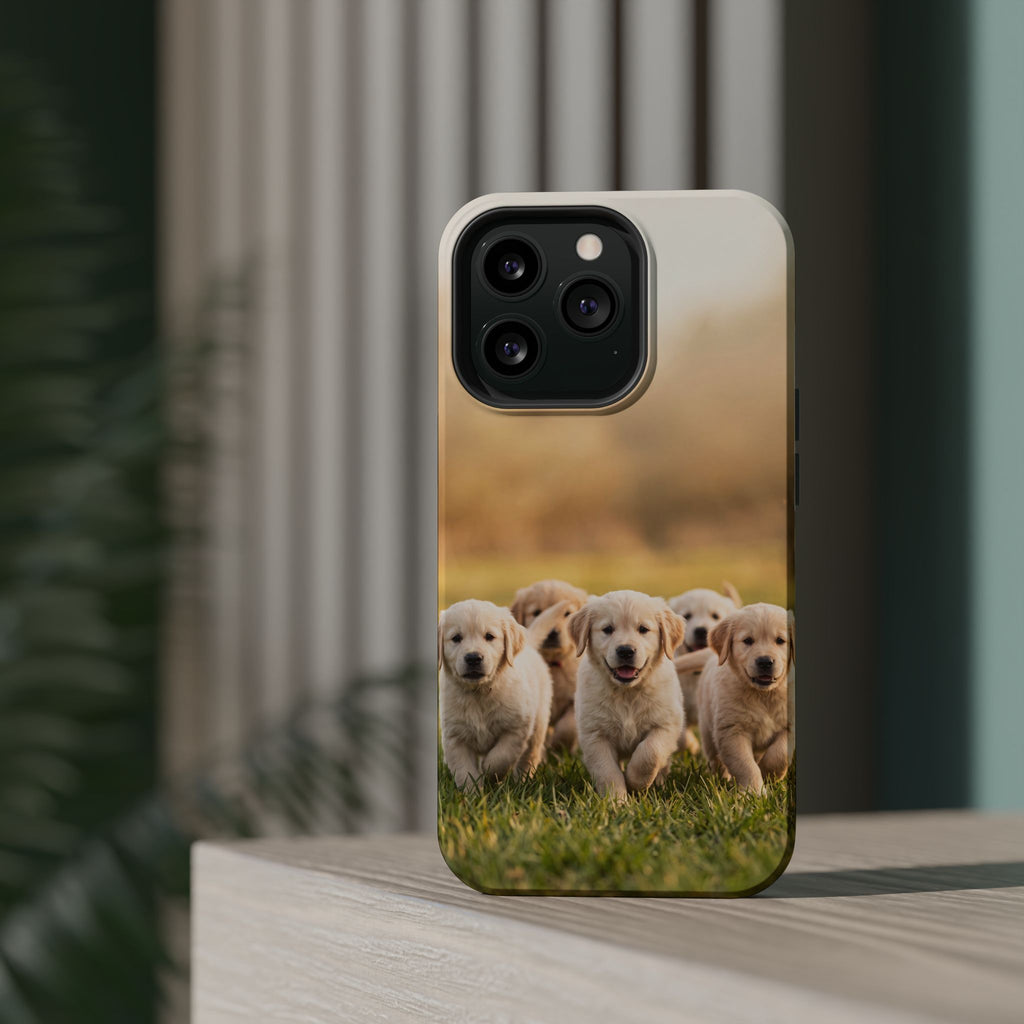 Golden Retriever Puppies Phone Case — Impact-Resistant Wireless Charging Cover