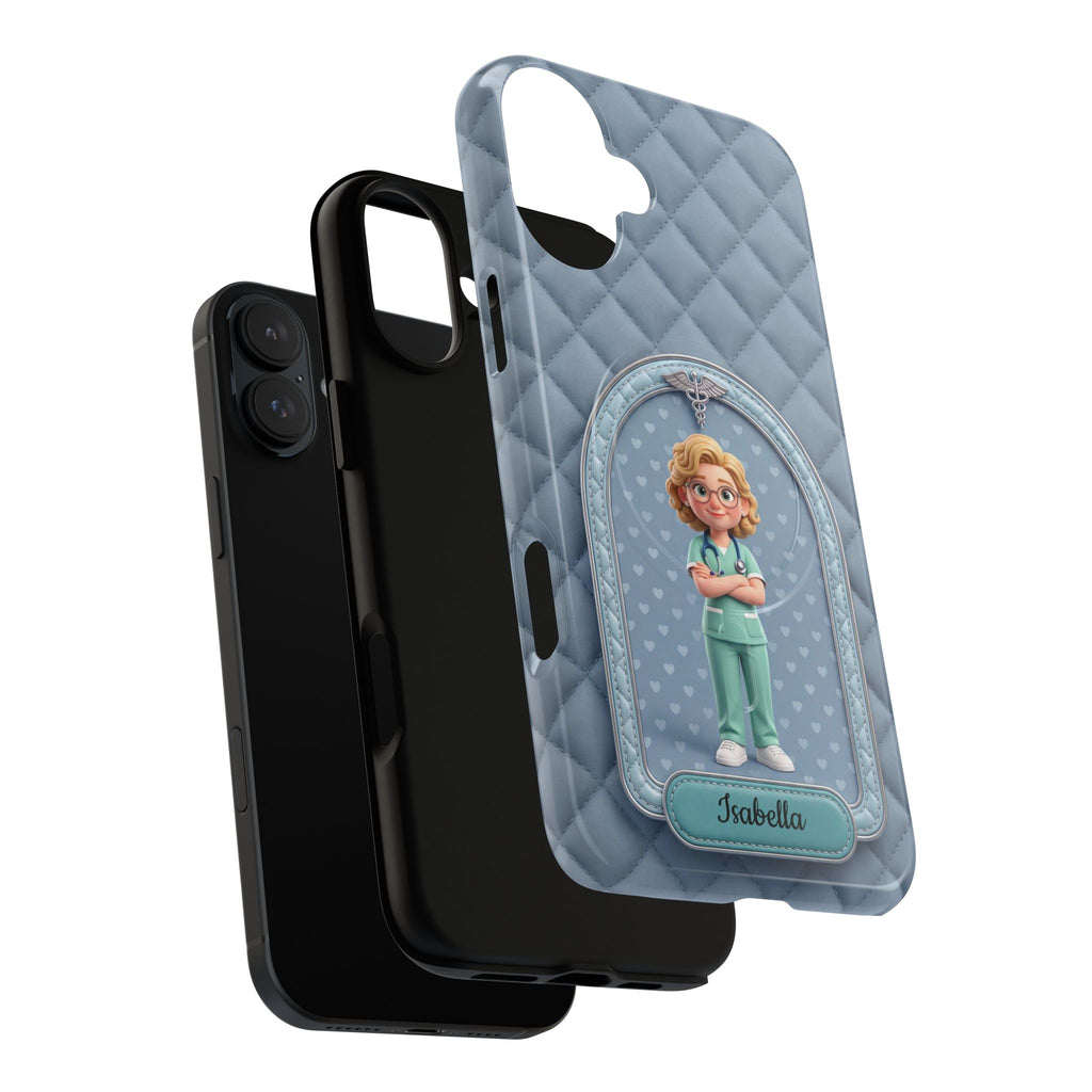 Personalized Nurse Phone Case | Quilted Badge Design, Custom Name iPhone Case