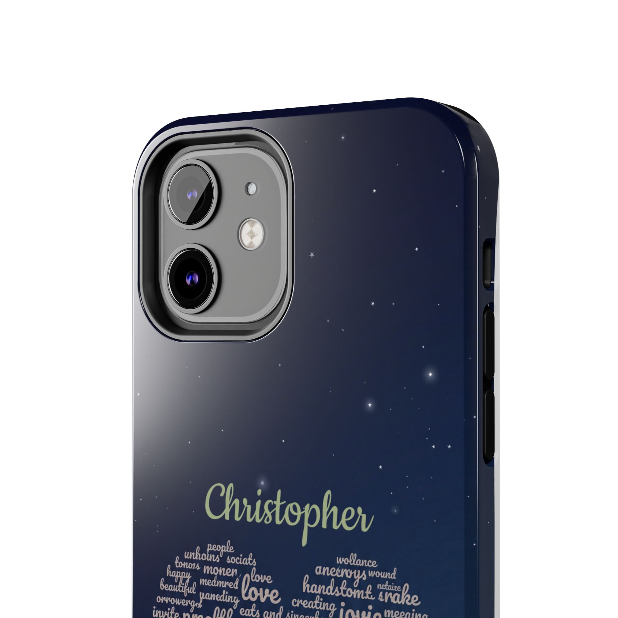 Personalized Teacher Heart Word Cloud Phone Case — Custom Name Starry Design