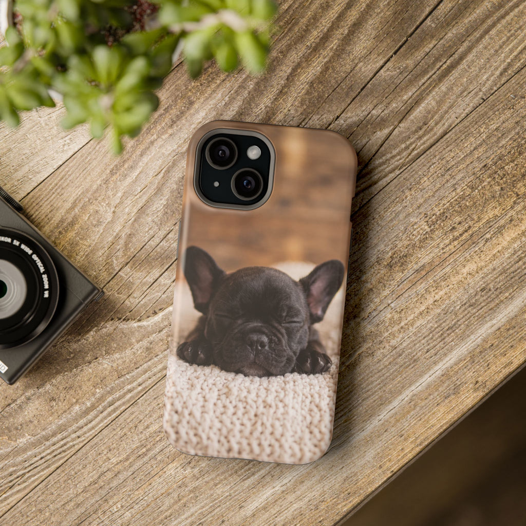 Sleepy French Bulldog Phone Case — Impact-Resistant Wireless Charging Cover