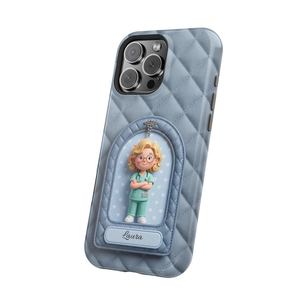 Personalized Quilted Nurse Phone Case — Wireless Charging Cover