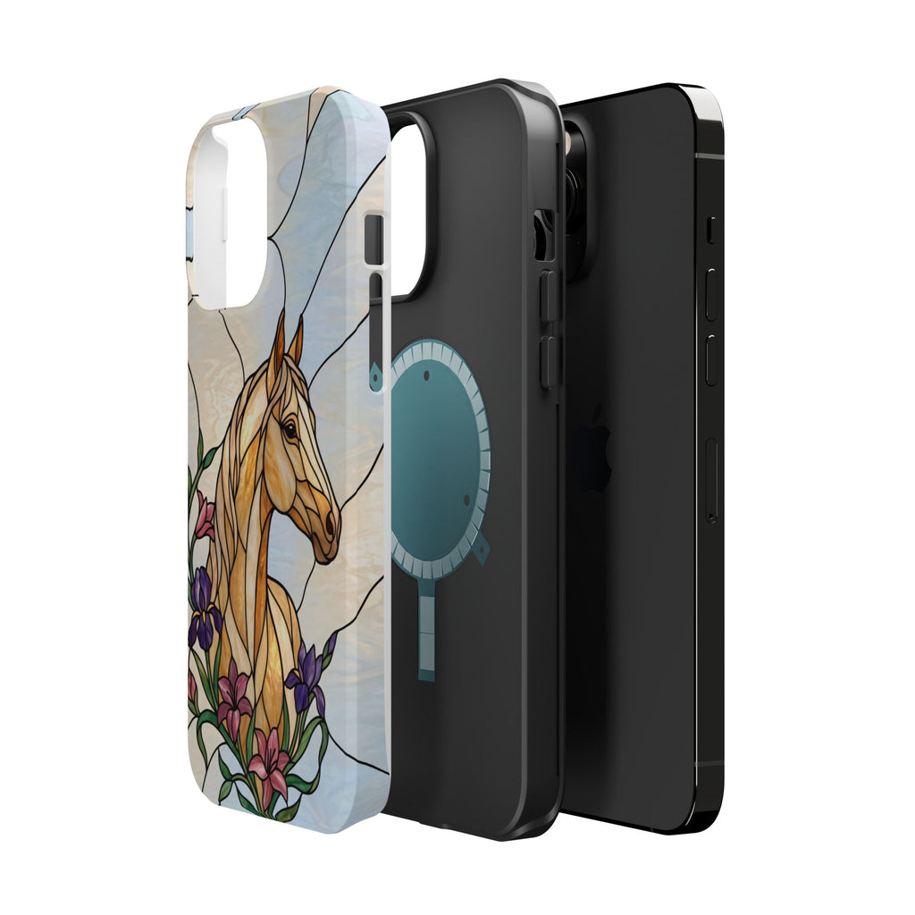 Floral Stained Glass Horse Phone Case — Tough Magnetic Case with Wireless Charging