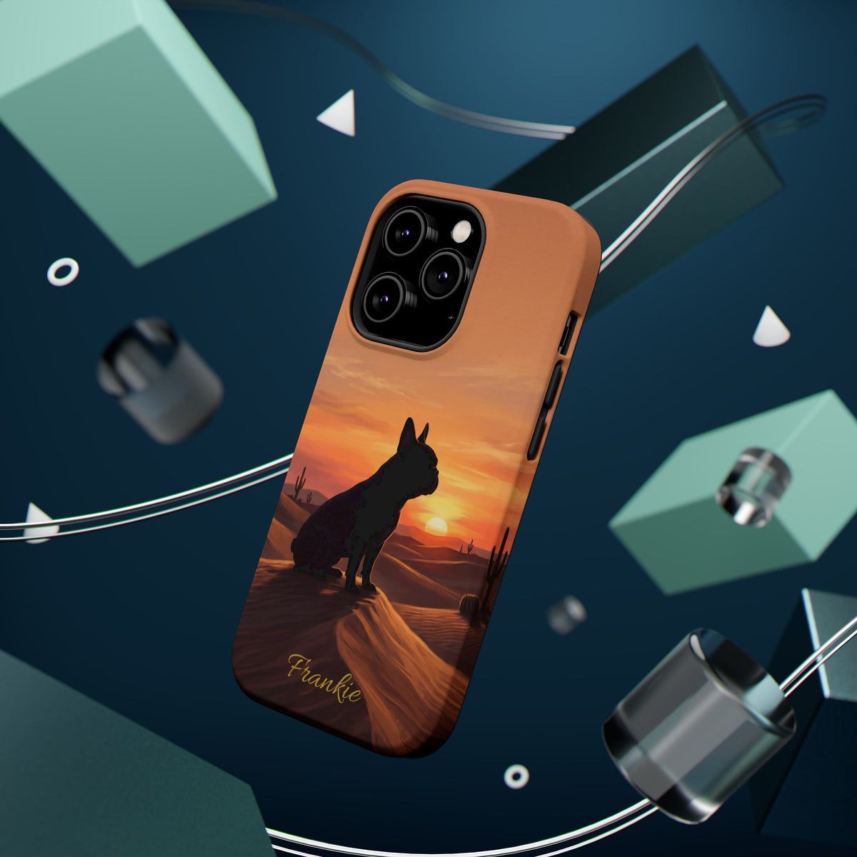 Personalized French Bulldog Desert Sunset Phone Case — Wireless Charging Cover