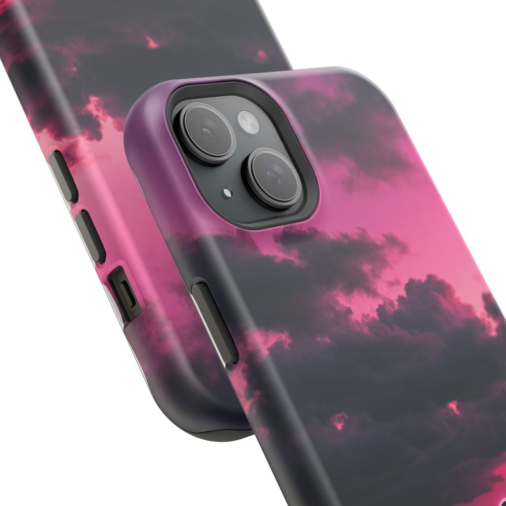 Pink Sky Paw Print Phone Case — Impact-Resistant Wireless Charging Cover