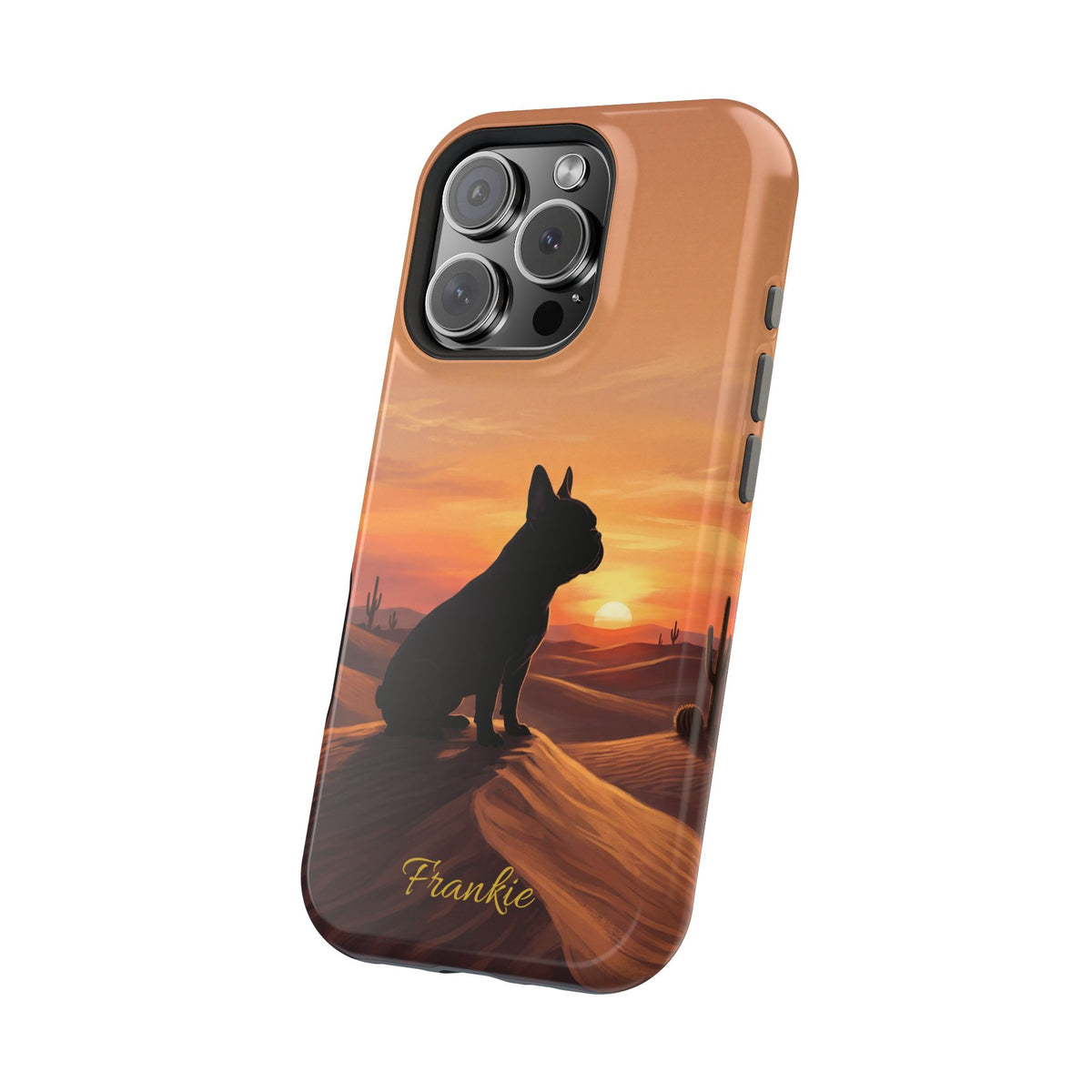Personalized French Bulldog Desert Sunset Phone Case — Wireless Charging Cover