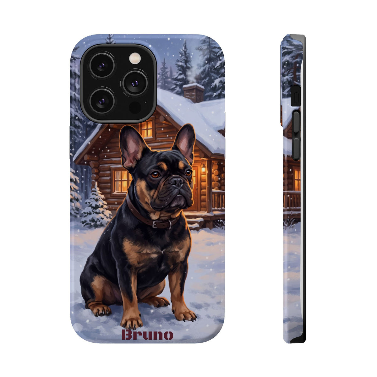 Personalized French Bulldog Cozy Cabin Phone Case — Wireless Charging Cover
