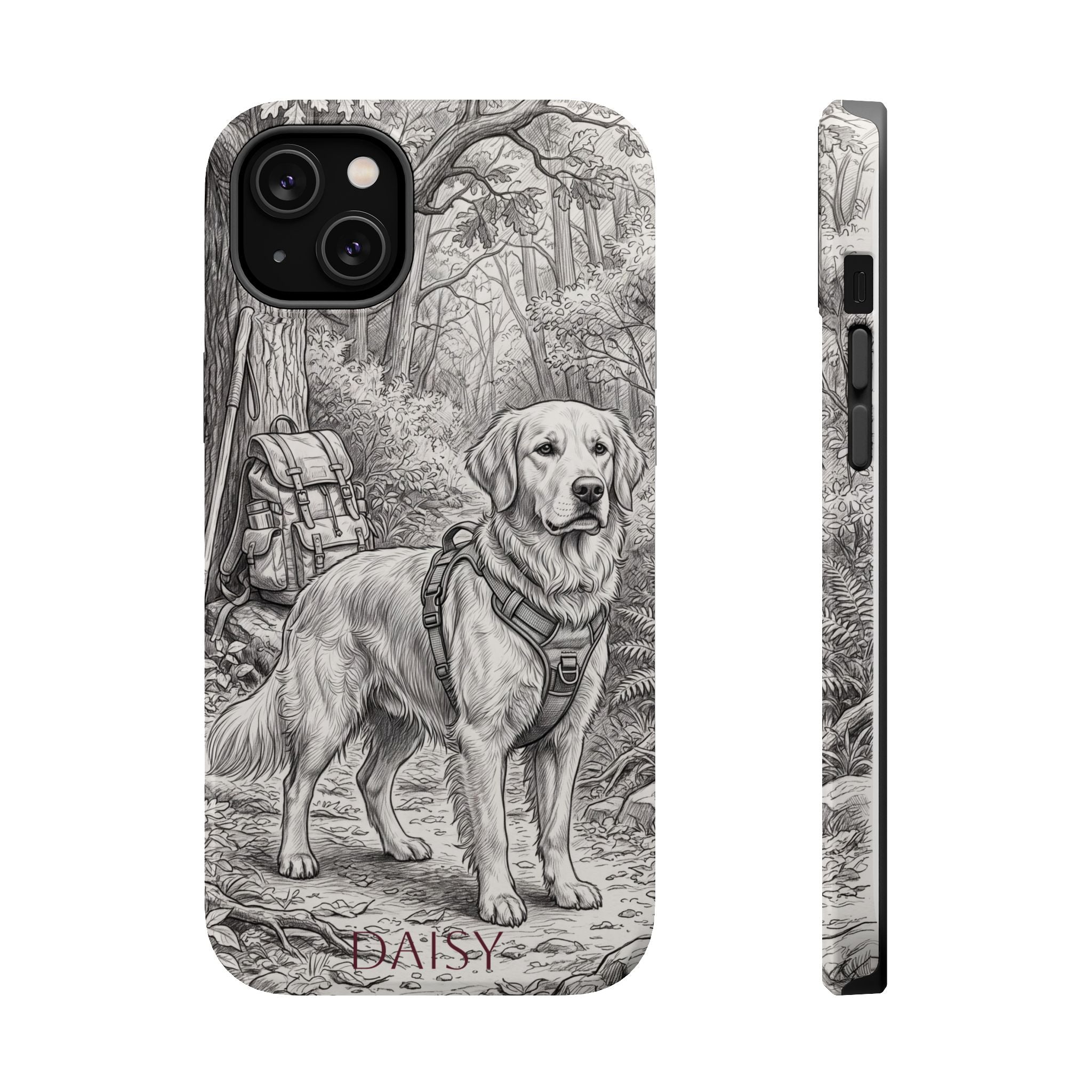 Personalized Golden Retriever Woodland Trail Phone Case — Wireless Charging Cover