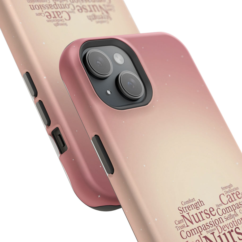Nurse Heart Word Art Phone Case — Impact-Resistant Wireless Charging Cover