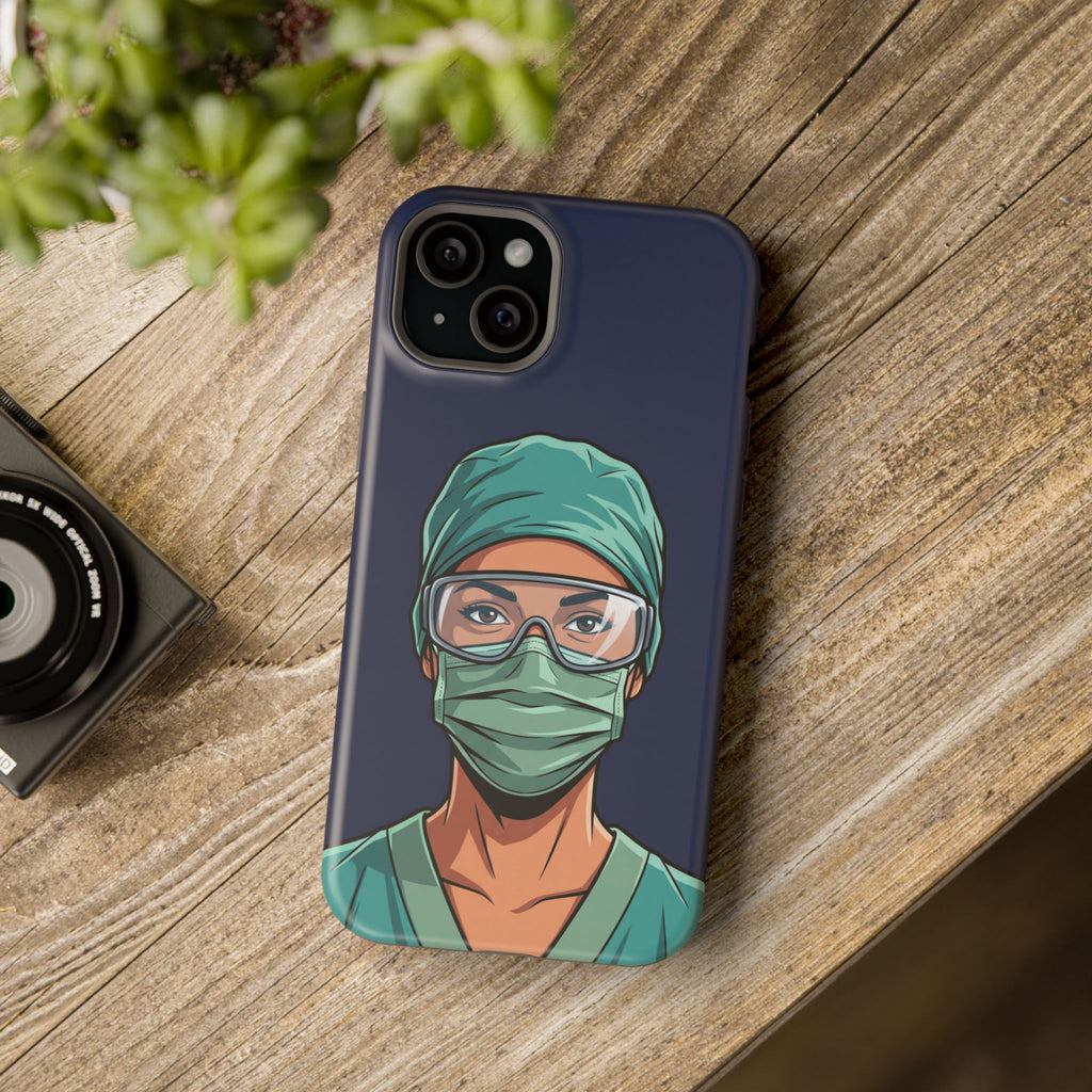 Bold Nurse Portrait Phone Case — Magnetic Wireless Charging Cover