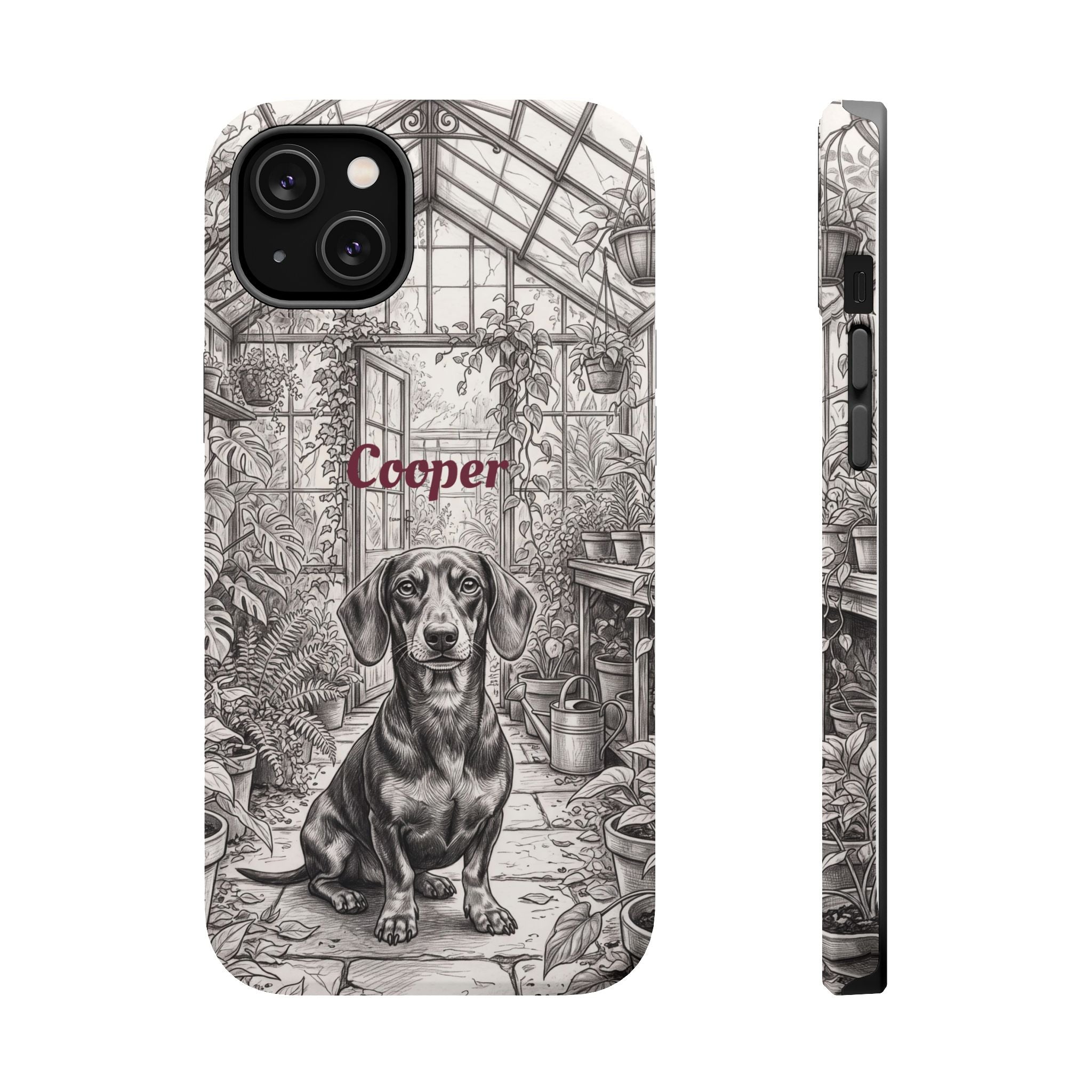 Personalized Dachshund Vintage Greenhouse Phone Case — Wireless Charging Cover