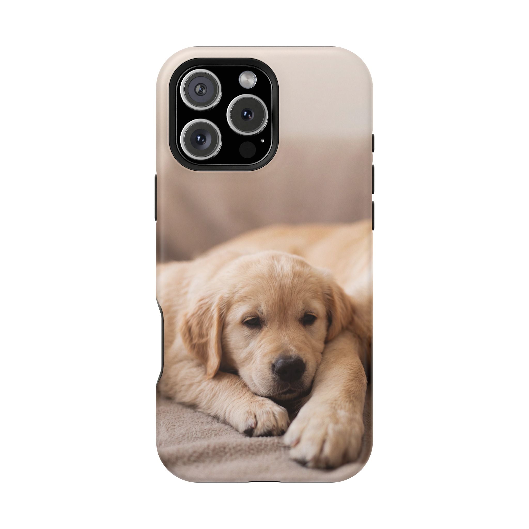 Golden Retriever Puppy Phone Case — Impact-Resistant Wireless Charging Cover