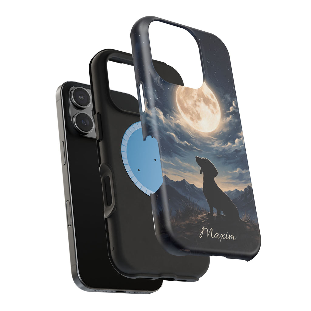 Personalized Dachshund Moonlight Phone Case — Wireless Charging Cover
