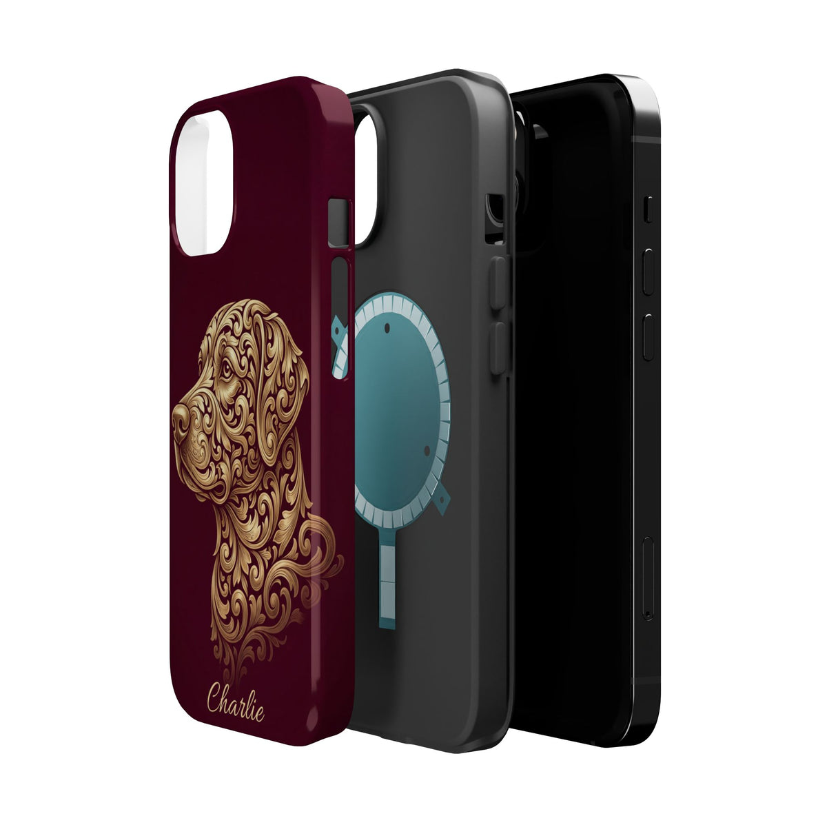 Personalized Gold Filigree Labrador Phone Case — Tough Magnetic Case with Wireless Charging