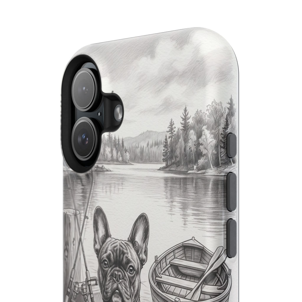 Personalized French Bulldog Lakeside Dock Phone Case — Wireless Charging Cover