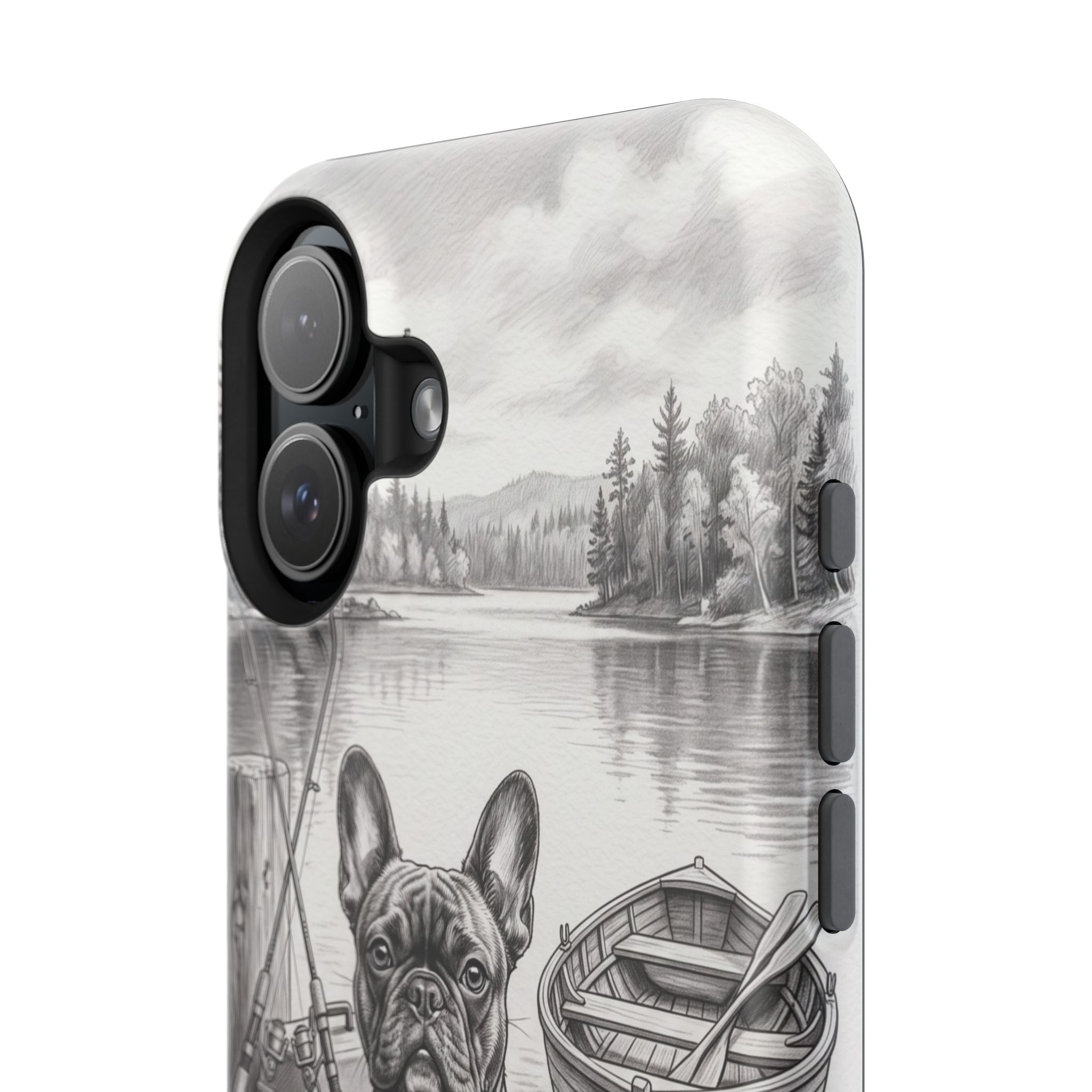Personalized French Bulldog Lakeside Dock Phone Case — Wireless Charging Cover
